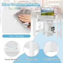 Costway Wooden Corner Desk With Drawer Computer PC Table Study Office Room White -Costway GUEST b6129f03 20dc 454e a1e6 219dcc64f828