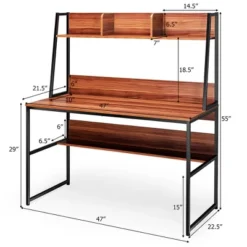 Costway 47'' Computer Desk W/ 3 Storage Cubes & Open Bookcase Home Office -Costway GUEST b62a29e8 631b 4619 ad18 6b3081335ed4