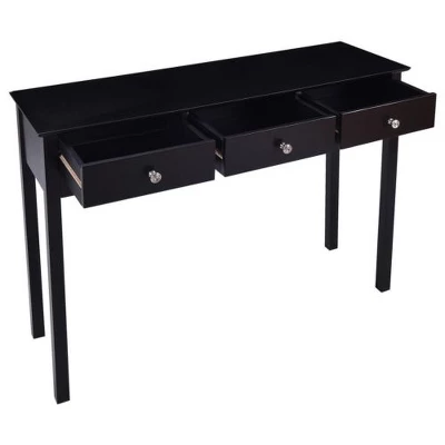 Costway Console Table Hall Table Side Table Desk Accent Table 3 Drawers Entryway Black 11 Costway Console Table Hall Table Side Table Desk Accent Table 3 Drawers Entryway Black - Image 9