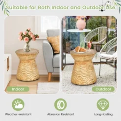 Costway 17'' Concrete Accent Side Table Hourglass Wood-like End Table Plant Stand Stool -Costway GUEST b6480c49 39ff 400a 8e96 0d7cb6e33317