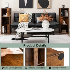 Costway 2 PCS 3-tier Wood Bookshelf Display Storage Rack For Small Spaces White/Rustic Brown -Costway GUEST b64edc7a a2db 488a 8717 15c5edad5a5f