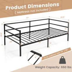 Costway Twin Daybed Sofa Bed Frame Metal Platform With Headboard For Guest - Living Room -Costway GUEST b653f135 2921 4d71 8989 663625343534