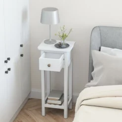 Costway 2 Tier End Bedside Sofa Side Table With Drawer Shelf Acacia Wood Nightstand White 11 Costway 2 Tier End Bedside Sofa Side Table With Drawer Shelf Acacia Wood Nightstand White -Costway GUEST b669cc16 47f0 46a5 b01d e6f740fb4f79