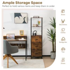 Costway Vertical 3 Drawer Dresser W/ 3 Shelves Tall Storage Tower Chest Freestanding -Costway GUEST b67f0477 5985 45bf be58 09299dc9a038