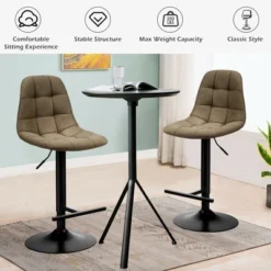 Costway Set Of 2 Adjustable Bar Stools Swivel Counter Height Linen Chairs With Back Brown -Costway GUEST b6971a70 35f8 492f 9e81 f4458935ef04