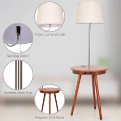 Costway End Table Lamp Bedside Nightstand Lighting With Wireless Charger NaturalCoffee -Costway GUEST b6c78bc3 9d22 4301 bd1d 8923caa94586