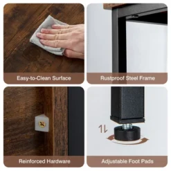 Costway Buffet Sideboard Kitchen Storage Cabinet Open Shelf W/ 3 Compartments BlackRustic -Costway GUEST b6d549cb befd 45a9 adbe aa9b3c3ff685