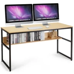 Costway 55'' Industrial Computer Desk W/ Storage Shelf Adjustable Foot Pads -Costway GUEST b6e572a9 9b65 437c aba3 8d3ddfbf586b