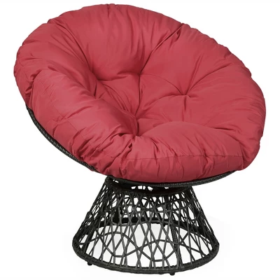Costway Rattan Papasan Chair Ergonomic Chair 360-degree Swivel Soft Cushion Garden Red BlackGreen 14 Costway Rattan Papasan Chair Ergonomic Chair 360-degree Swivel Soft Cushion Garden Red BlackGreen - Image 12