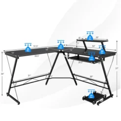 Costway L Shaped Computer Desk Home Office Workstation W/ Movable Monitor Stand -Costway GUEST b71677c5 bba1 472d 9f3b 6dea8490e038
