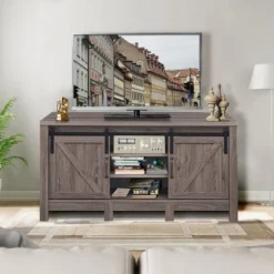 Costway TV Stand Sliding Barn Door Entertainment Center For TV's Up To 55'' With Storage -Costway GUEST b72a3968 50c4 45ed ba36 6cd48c7b6318
