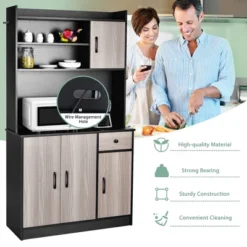 Costway 4-Door 71'' Kitchen Buffet Pantry Storage Cabinet W/Hutch Adjustable Shelf WhiteBlack 19 Costway 4-Door 71'' Kitchen Buffet Pantry Storage Cabinet W/Hutch Adjustable Shelf WhiteBlack -Costway GUEST b736375b ea40 4bde 87fe 3c0bed251ef5