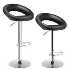 Costway Set Of 4 Adjustable Bar Stools Swivel Pub Chairs Barstools PU Leather White/Black -Costway GUEST b737314b 25de 445d 945e ffa48b55edb6