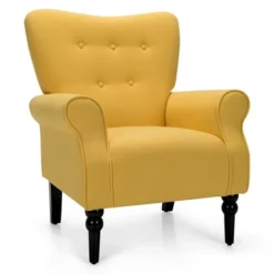 Costway Modern Accent Chair W/ Tufted Backrest & Rubber Wood Legs -Costway GUEST b74bf8dc 8c70 4f68 acad 7522469141ee