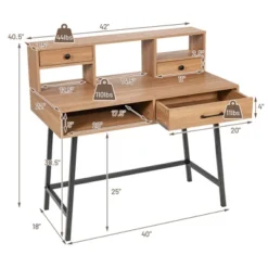 Costway Makeup Vanity Table Computer Writing Desk Storage With Drawer Shelf Industrial -Costway GUEST b7610762 aa72 48b4 ab27 a3556cb67f24