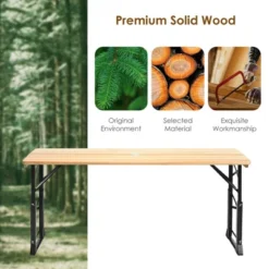 Costway 66.5" Outdoor Folding Wood Picnic Table Height Adjustable Metal Frame -Costway GUEST b79bd86b 75d4 434a 9b23 2f4c430799f6