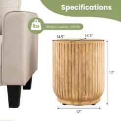 Costway 17'' Concrete Accent Side Table Tree Stump Wood-like End Table Plant Stand Stool -Costway GUEST b7b59777 8046 4644 9a86 7e9dbc25882c