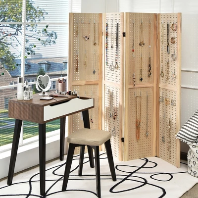 Costway 4-Panel Pegboard Display 5' Tall Folding Privacy Screen Craft Display 4 Costway 4-Panel Pegboard Display 5' Tall Folding Privacy Screen Craft Display - Image 2