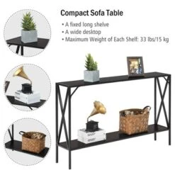Costway Console Table 2 Tier Sofa Side Accent Table W/ Shelf Entryway Hallway Brown 15 Costway Console Table 2 Tier Sofa Side Accent Table W/ Shelf Entryway Hallway Brown -Costway GUEST b7cefbde 0cab 4f74 827a 8318a4f9c4d5