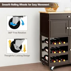 Costway Rolling Kitchen Island Serving Cart Storage Cabinet W/ Wine Rack -Costway GUEST b7f95c94 19c4 4c03 851d ffa6de35e766