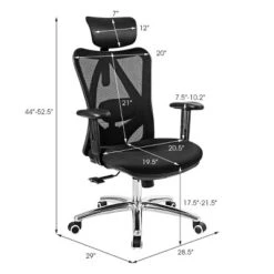 High Back Mesh Office Chair Adjustable Lumbar Support&Headrest Home Study Black -Costway GUEST b8338ce1 e184 41a9 985e 0f7bf21c0f92