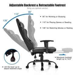 Costway Gaming Chair Racing High Back Office Chair W/ Footrest Black 15 Costway Gaming Chair Racing High Back Office Chair W/ Footrest Black -Costway GUEST b8364425 eb13 4424 b08e a17c8c3eaef7