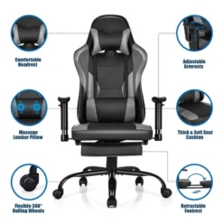 Costway Gaming Chair Racing High Back Office Chair W/ Footrest Black 17 Costway Gaming Chair Racing High Back Office Chair W/ Footrest Black -Costway GUEST b84673f5 f7fb 43e0 9d88 35772fd91dc3