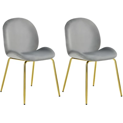 Costway Set Of 2 Velvet Accent Chairs Dining Side Chairs W/Gold Metal Legs Pink/Beige/Green/Grey 14 Costway Set Of 2 Velvet Accent Chairs Dining Side Chairs W/Gold Metal Legs Pink/Beige/Green/Grey - Image 12