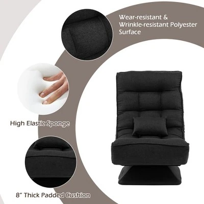 Costway 360° Swivel Floor Chair 5-Level Adjustable Lazy Chair W/ Massage Pillow GreyBlackBrown 9 Costway 360° Swivel Floor Chair 5-Level Adjustable Lazy Chair W/ Massage Pillow GreyBlackBrown - Image 7