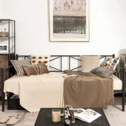 Costway Twin Metal Daybed Frame With Slats Classic Mattress Foundation Bed Sofa WhiteBlack 15 Costway Twin Metal Daybed Frame With Slats Classic Mattress Foundation Bed Sofa WhiteBlack -Costway GUEST b94a8ffc 344a 4478 bffb 637794ed957e