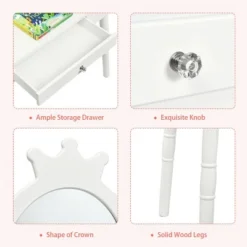 Costway Kids Vanity Makeup Table & Chair Set Make Up Stool Play Set For Children -Costway GUEST b95153bc 151c 4d90 a44a b484f4bb03fc