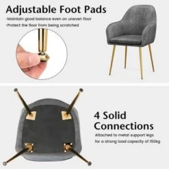 Costway Set Of 2 Velvet Dining Chairs Mid-Back Leisure Armchair W/ Gold Leg PinkGray -Costway GUEST b9793ff0 e8b7 4093 a830 25e06a27caf9