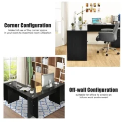 Costway L-Shaped Corner Computer Desk Writing Table Study Workstation W/ Drawers Storage Black 17 Costway L-Shaped Corner Computer Desk Writing Table Study Workstation W/ Drawers Storage Black -Costway GUEST b995282b e8ce 441e aa21 67bf369c7829