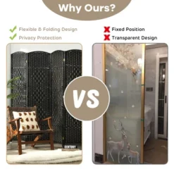 Costway 6-Panel Room Divider 6Ft Weave Fiber Folding Privacy Screen BrownBlack -Costway GUEST b998c034 b7aa 416f 91c7 1442ddbbf6ed