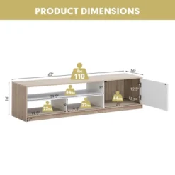 Costway 63'' TV Stand Media Entertainment Center Console W/ Pop-up Door & Open Shelves -Costway GUEST b9a077e4 b7e7 4802 a2ed 4b883890156e