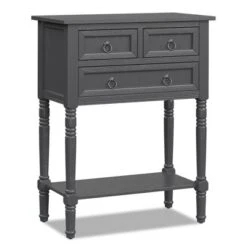 Costway Console Entryway Table W/ 3 Drawers Open Shelf For Hallway Living Room Dark Grey -Costway GUEST b9b2a2af bbdf 4c8c 9db2 aa3cd39f24d4