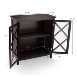 Costway Kitchen Buffet Sideboard Storage Cabinet W/Glass Doors & Adjustable Shelf WhiteBrown -Costway GUEST b9c63582 b9c2 465c 85a3 edb3e40814a0