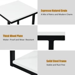 Costway 3-Tier End Table Sofa Side Table Night Stand W/ Shelf For Living Room White -Costway GUEST b9cedce1 148a 4a2c be58 b1302dc43a6e