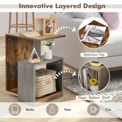 Costway 3 Tier Sofa Side End Table Storage Shelf Accent Compact For Living Room Bedroom -Costway GUEST b9e5e47c 011a 43a7 82e8 4ff640c59827