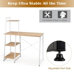 Costway Computer Desk With Shelves Workstation With Bookshelf Natural -Costway GUEST b9ed2538 b9ce 4299 9c60 b6cbf3aa0820