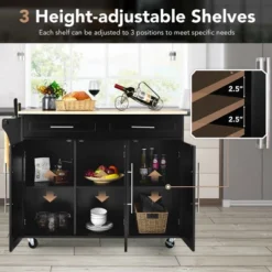 Costway Kitchen Island Trolley Cart Wood Top Rolling Storage Cabinet W/Knife Block Black -Costway GUEST b9f47e8e 44b0 4b9d 9769 a62cfa8d2d09