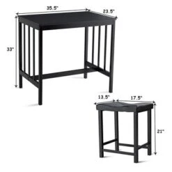 Costway 3 PCS Modern Counter Height 32.5'' Dining Set Table And 2 Chairs Kitchen Bar Furniture Black