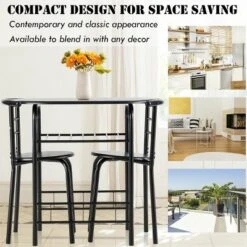 Costway 3 Pcs Dining Set 2 Chairs And Table Compact Bistro Pub Breakfast Home Kitchen -Costway GUEST ba1357f8 db7a 4baf b390 2df4ffdacb9f