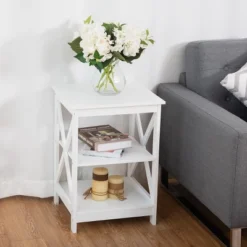 Costway 2PC 3-Tier Nightstand End Table Storage Display Shelf Living Room Furni White -Costway GUEST bab07964 303a 4086 99bf dfb4f9b6281d