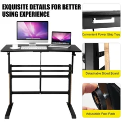 Costway Pneumatic Height Adjustable Standing Desk Sit To Stand Computer Desk Workstaion -Costway GUEST babf55ac e619 4e6a b603 e35307284051