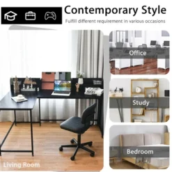 Costway 65.5'' L-shaped Computer Desk Home Office Corner Table W/Bookshelf -Costway GUEST bac138d3 5171 48b5 a71e db49f12a7e0b