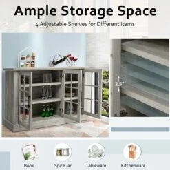 Costway 55'' Buffet Server Table Storage Cabinet Sideboard Glass Doors Adjustable Shelves -Costway GUEST bacfc80a 573e 419a a786 df9aadfee8db
