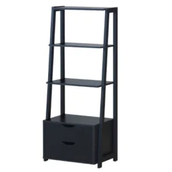 Costway Set Of 2 Ladder Shelf 4-Tier Bookshelf Bookcase Storage Leaning With 2 Drawers -Costway GUEST bb0e97f2 09ae 4c48 a3e5 db0c7bd42746