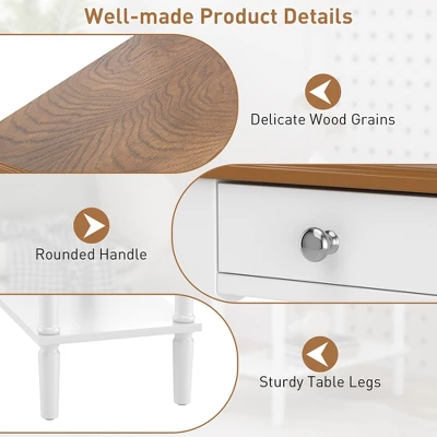 Costway 2-tier End Side Narrow Table Nightstand W/ Drawer For Living Room Bedroom 9 Costway 2-tier End Side Narrow Table Nightstand W/ Drawer For Living Room Bedroom - Image 7