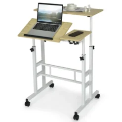Costway Mobile Stand Up Desk Adjustable Computer Desk Tilting Workstation -Costway GUEST bb489e9a 0d3f 4d76 925c dfd276e56452